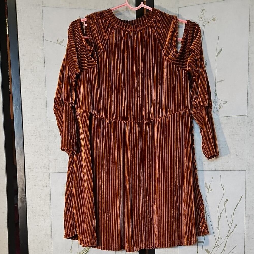 SHEIN Brown Velvet Mini Dress